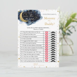 Over the Moon Baby Shower Mummy Or Daddy Game Card