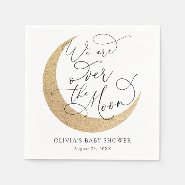 Over the Moon Baby Shower Napkin (Front)