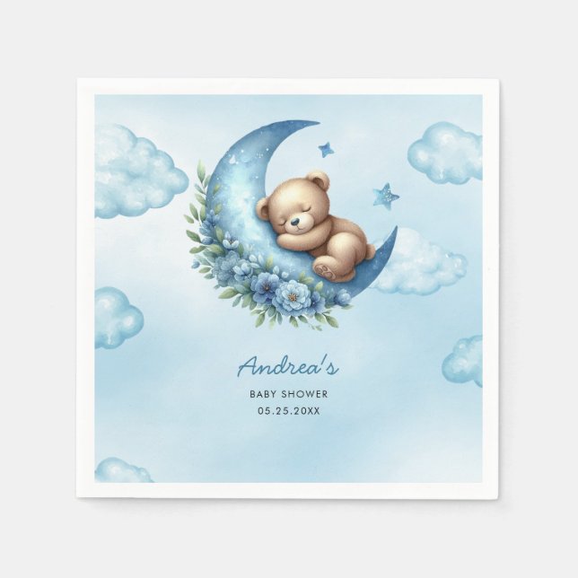 Over The Moon  Baby Shower Napkin (Front)