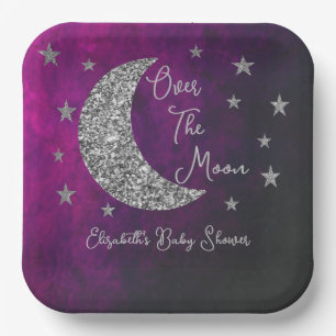 Over The Moon Baby Shower Paper Plate