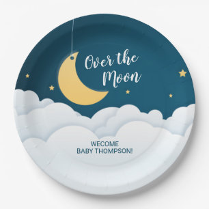 Over the Moon Baby Shower Paper Plate