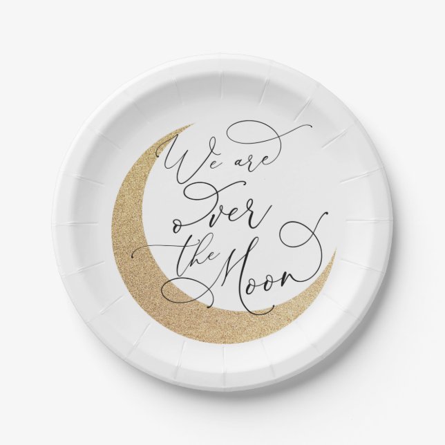 Over the Moon Baby Shower Paper Plate (Front)