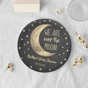Over The Moon Baby Shower Paper Plate