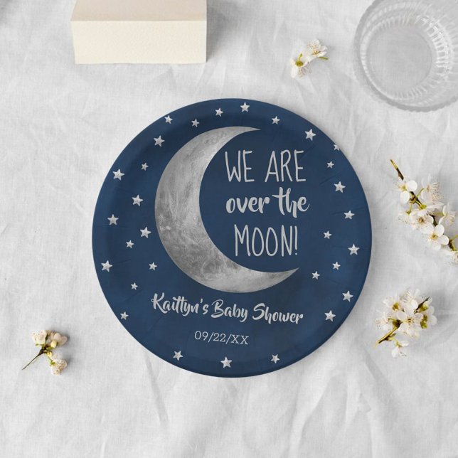 Over The Moon | Baby Shower Paper Plate (Creator Uploaded)