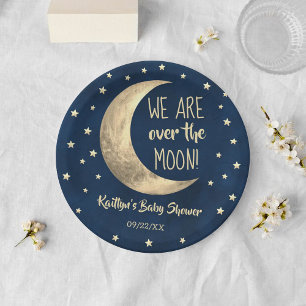 Over The Moon   Baby Shower Paper Plate