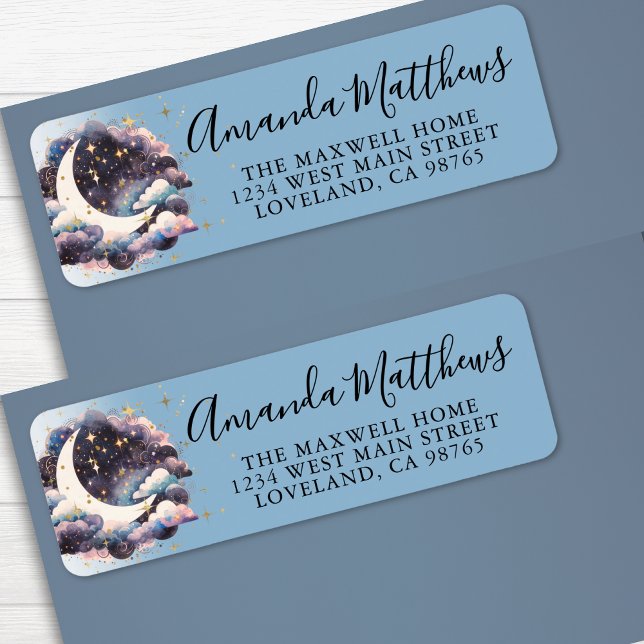 Over The Moon Baby Shower Return Address (Over The Moon Baby Shower Return Address label)