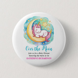 Over the Moon Baby Shower – Sleeping Unicorn 6 Cm Round Badge