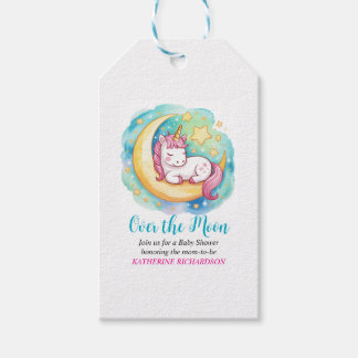 Over the Moon Baby Shower – Sleeping Unicorn  Gift Tags