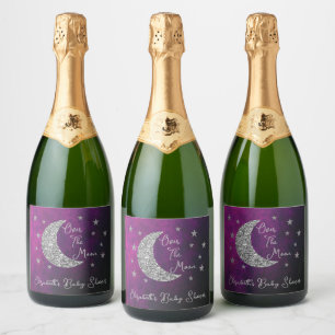 Over The Moon Baby Shower Sparkling Wine Label