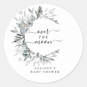 Over the Moon Baby Shower Sticker