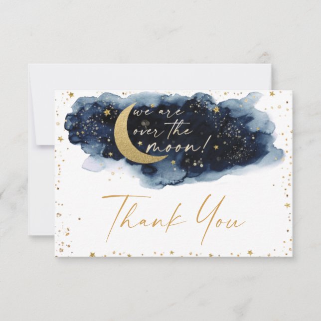 Over the Moon Baby Shower Thank You Card (Front)