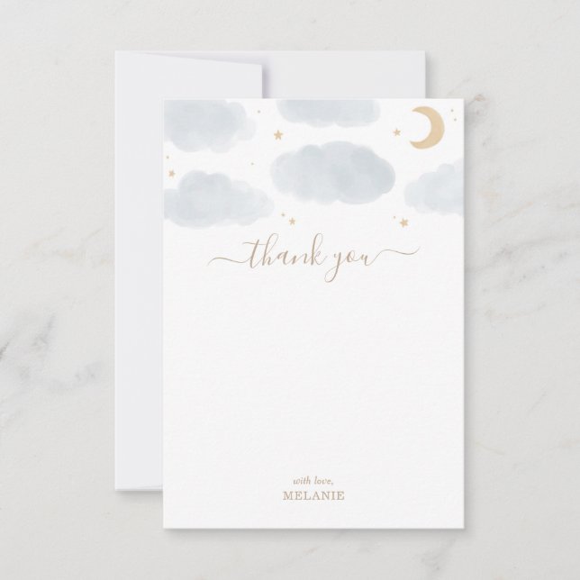 Over the Moon Baby Shower Thank You Card (Front)