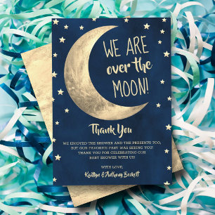 Over The Moon   Baby Shower Thank You Card
