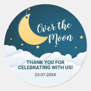 Over the Moon Baby Shower Thank You Classic Round Sticker