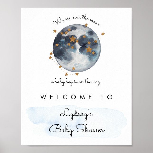 Over The Moon Baby Shower Welcome Sign  (Front)