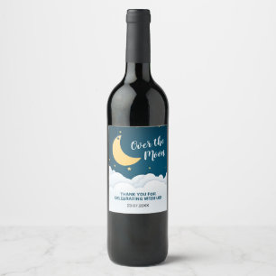 Over the Moon Baby Shower Wine Label