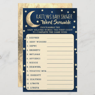 Over The Moon   Baby Shower Word Scramble Game