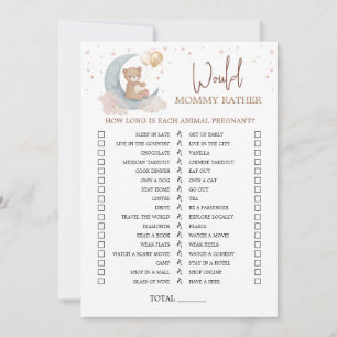 Over the Moon Baby Shower Would Mummy Rather Card