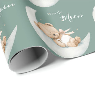 Over the Moon Bear Baby Shower Wrapping Paper