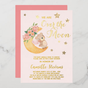 Over the Moon Bear Blush Baby Shower Girl
