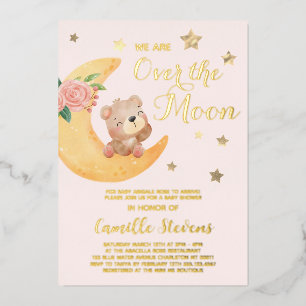 Over the Moon Bear Blush Baby Shower Girl