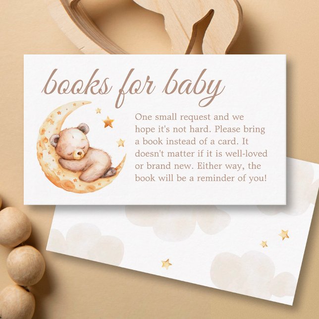 Over The Moon Bear Books for Baby Baby Shower Enclosure Card (Creator Uploaded)
