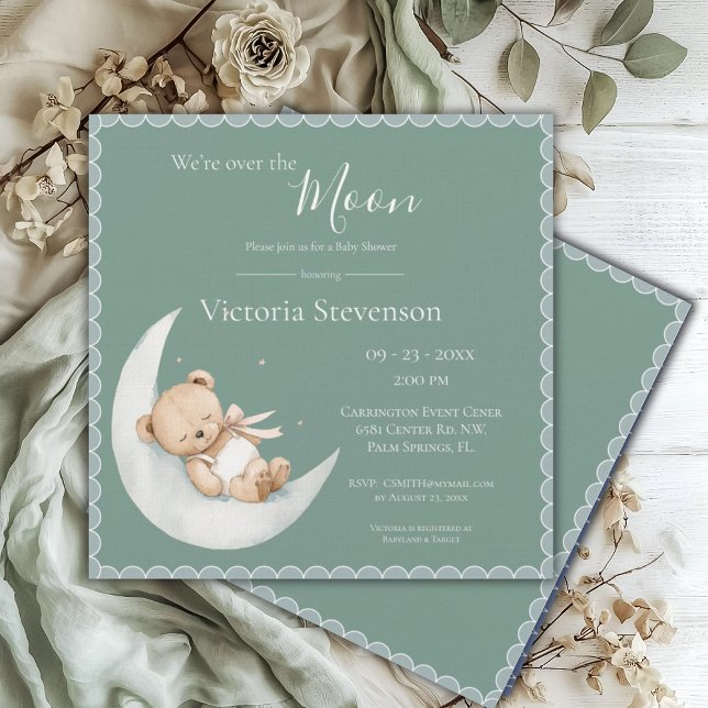 Over the Moon Bear Green Baby Shower (Creator Uploaded)