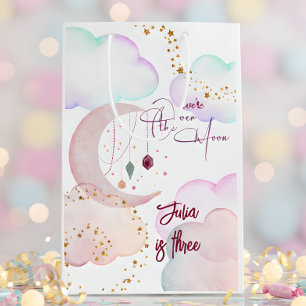 Over the moon beautiful pastel kids birthday medium gift bag