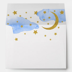 Over the Moon Blue and Gold Lined Envelope