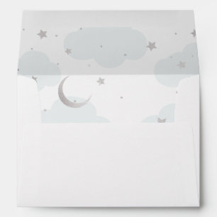 Over the Moon Blue and Silver Lined envelope