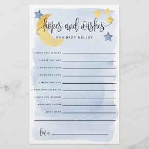 Over The Moon, Blue Baby Hopes & Wishes Paper Card
