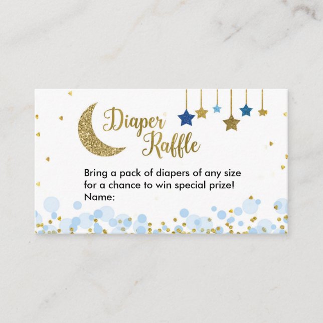 Over the Moon Blue Baby Shower - Diaper Raffle Enclosure Card (Front)