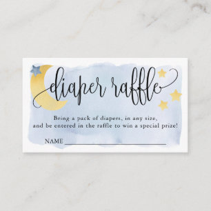 Over the Moon, Blue Baby Shower Diaper Raffle Enclosure Card