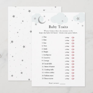 Over the Moon Blue Baby Traits Shower Game Card