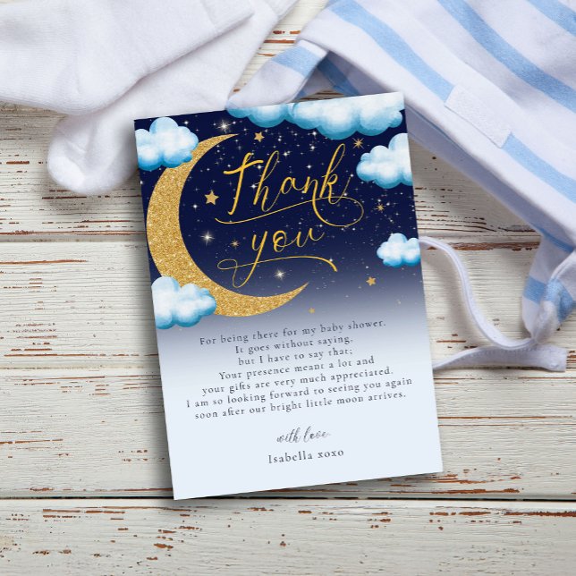 Over the Moon Blue Boy Baby Shower Thank You (Creator Uploaded)