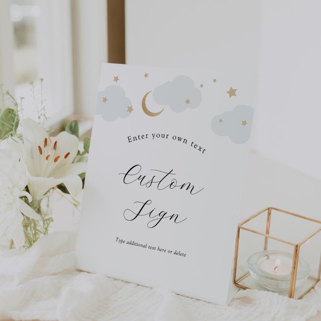 Over the Moon Blue Custom Text Sign (Creator Uploaded)