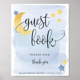 Over the Moon, Blue Guest Book Display Poster