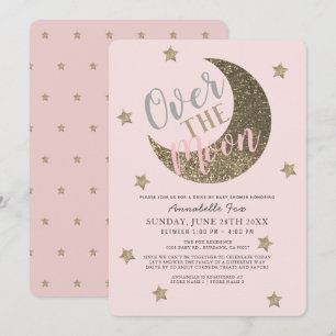 Over the Moon Blush Pink drive-by Baby Shower Invitation