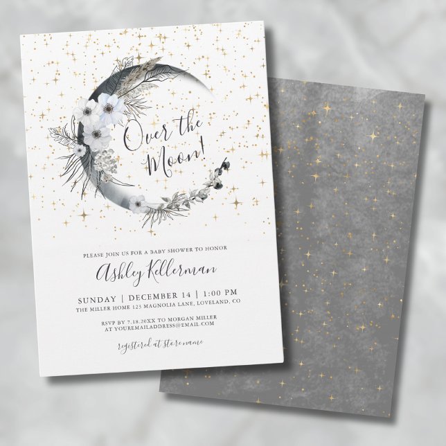 Over The Moon Boho Baby Shower  Invitation (Over The Moon Boho Baby Shower Invitation)