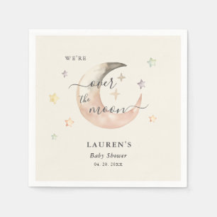 Over The Moon Boho Celestial Baby shower Napkin