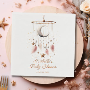 Over the Moon Boho Celestial Girl Baby Shower Napkin