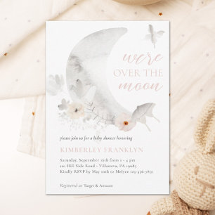 Over the Moon Boho Girl Baby Shower  Invitation