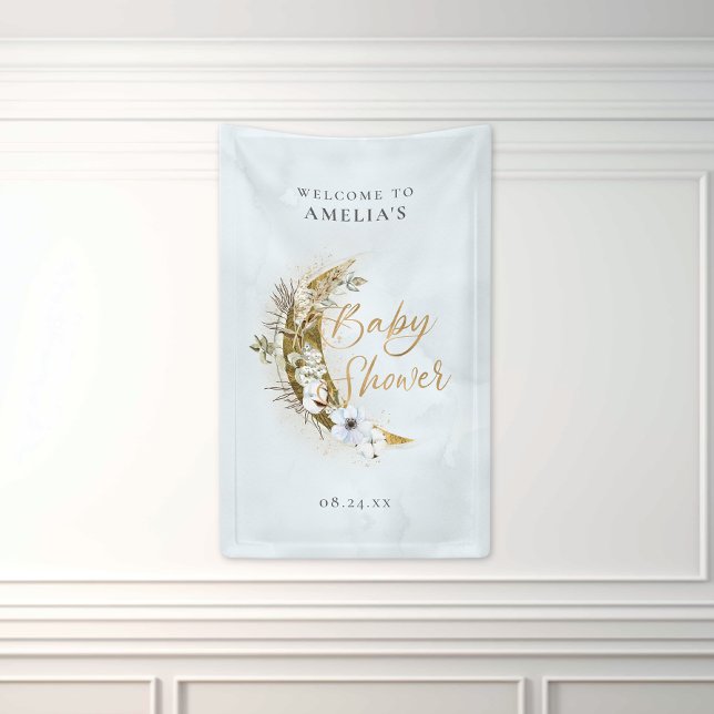 Over the Moon Boho Gold Dust & Clouds Banner (Creator Uploaded)