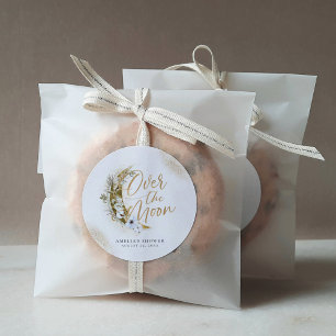 Over the Moon Boho Gold Dust & Clouds Classic Round Sticker