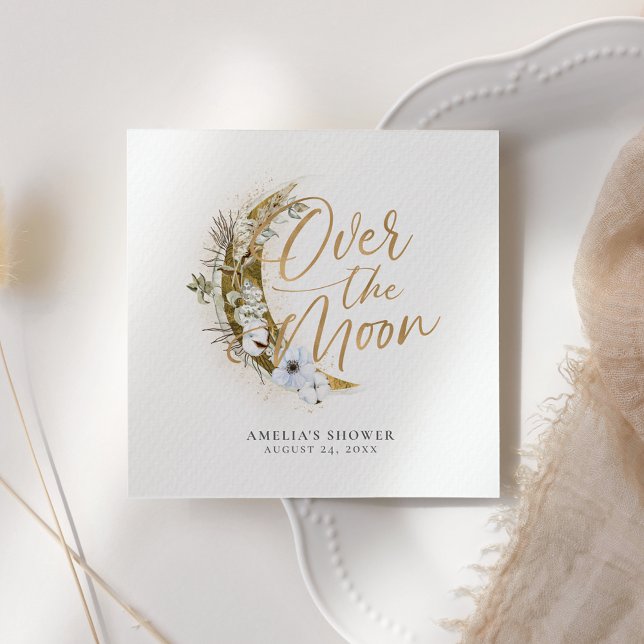 Over the Moon Boho Gold Dust & Clouds Napkin (Creator Uploaded)