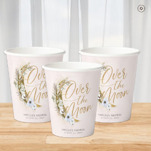 Over the Moon Boho Gold Dust & Clouds Paper Cups