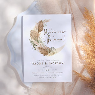 Over The Moon Boho Pampas Couples Baby Shower Invitation
