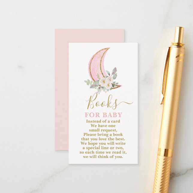 Over the moon Books for Baby Girl Card (Front/Back In Situ)