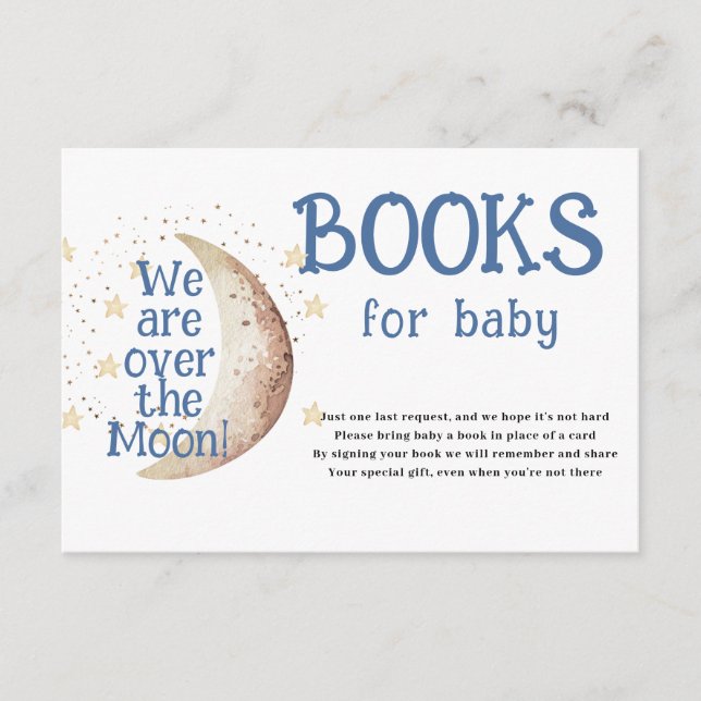 Over the Moon Books for Baby Shower Card (Front)
