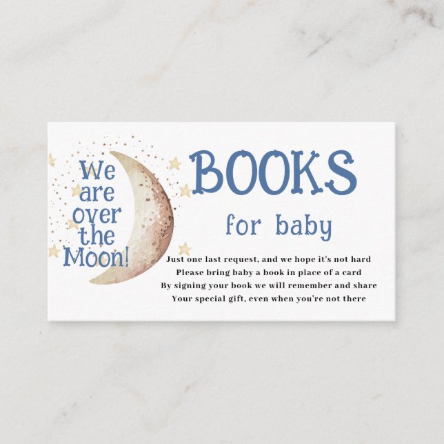 Over the Moon Books for Baby Shower Card (Front)